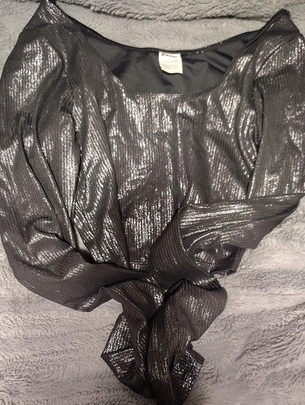 PINK Victoria's Secret Metallic Black & Pink Ribbed Top